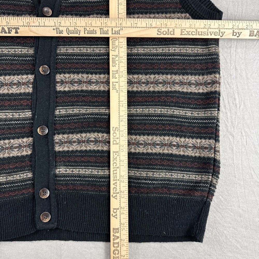 Vintage Croft Barrow Wool Blend Vest Mens L Striped Button Up Sweater Italy Made - Picture 2 of 4